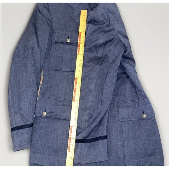 Vintage 1950s Men’s Officer USAF Blue Wool Coat Air Force Dress Jacket Size 40L - Picture 12 of 13